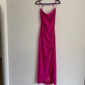 Hot Pink Drape Slip Dress w/ Open Back – S
